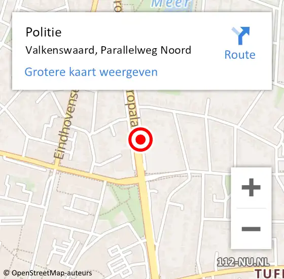 Locatie op kaart van de 112 melding: Politie Valkenswaard, Parallelweg Noord op 14 juni 2019 14:54