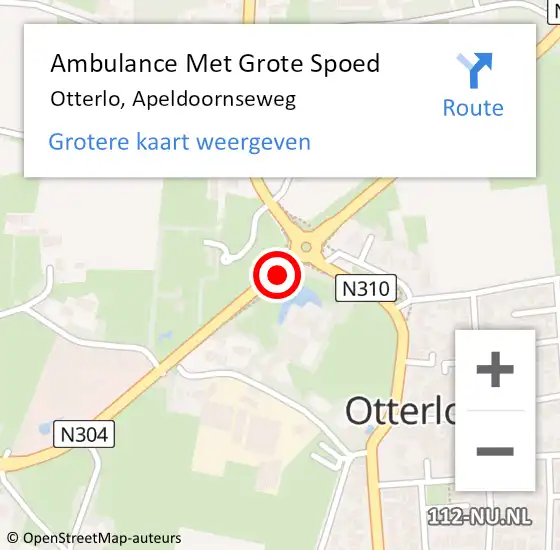 Locatie op kaart van de 112 melding: Ambulance Met Grote Spoed Naar Otterlo, Apeldoornseweg op 14 juni 2019 16:31