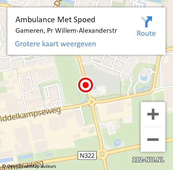Locatie op kaart van de 112 melding: Ambulance Met Spoed Naar Gameren, Pr Willem-Alexanderstr op 14 juni 2019 19:32