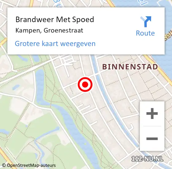 Locatie op kaart van de 112 melding: Brandweer Met Spoed Naar Kampen, Groenestraat op 14 juni 2019 21:39