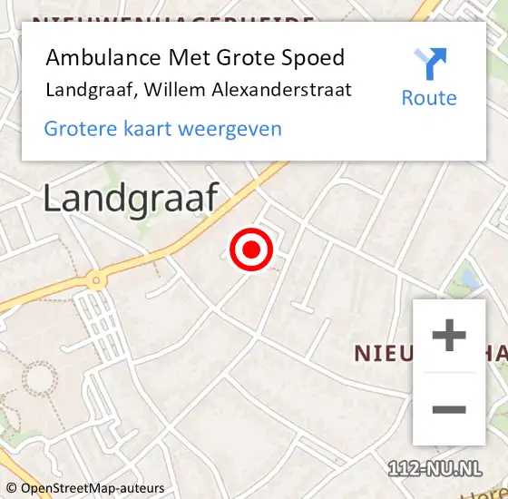Locatie op kaart van de 112 melding: Ambulance Met Grote Spoed Naar Landgraaf, Willem Alexanderstraat op 14 juni 2019 23:44