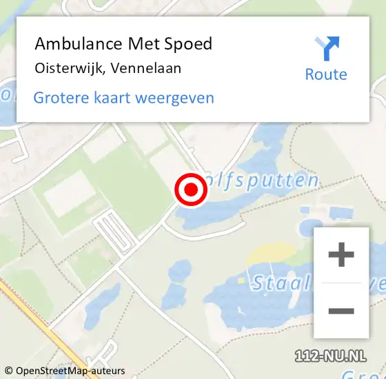 Locatie op kaart van de 112 melding: Ambulance Met Spoed Naar Oisterwijk, Vennelaan op 15 juni 2019 01:49