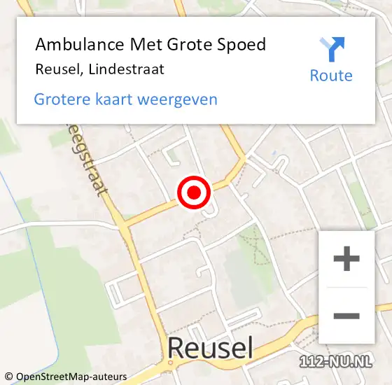 Locatie op kaart van de 112 melding: Ambulance Met Grote Spoed Naar Reusel, Lindestraat op 15 juni 2019 03:11