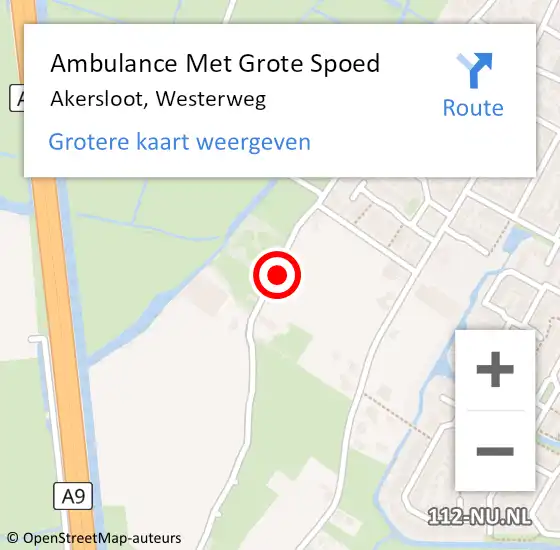 Locatie op kaart van de 112 melding: Ambulance Met Grote Spoed Naar Akersloot, Westerweg op 15 juni 2019 06:13