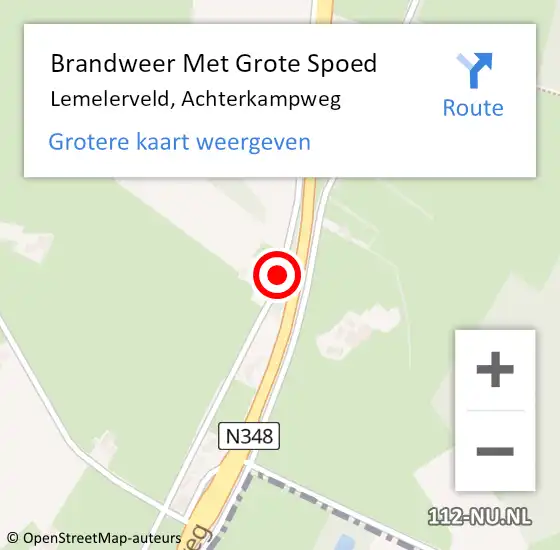 Locatie op kaart van de 112 melding: Brandweer Met Grote Spoed Naar Lemelerveld, Achterkampweg op 15 juni 2019 08:30