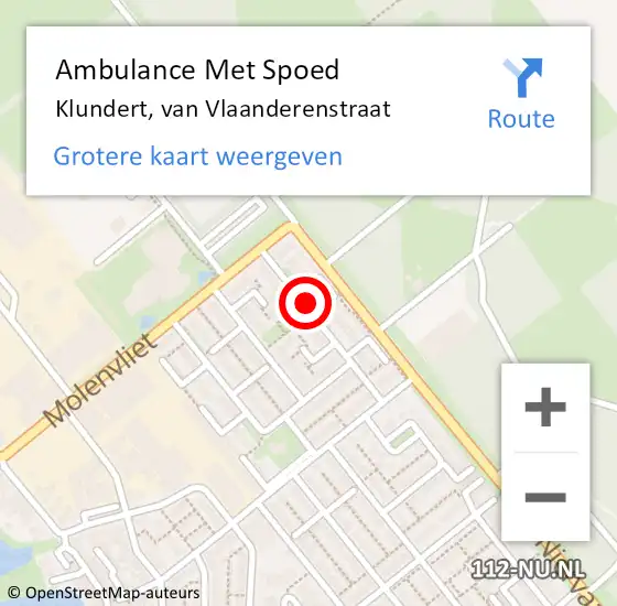 Locatie op kaart van de 112 melding: Ambulance Met Spoed Naar Klundert, van Vlaanderenstraat op 15 juni 2019 08:45