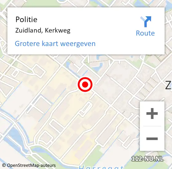 Locatie op kaart van de 112 melding: Politie Zuidland, Kerkweg op 15 juni 2019 11:33