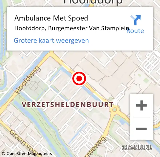 Locatie op kaart van de 112 melding: Ambulance Met Spoed Naar Hoofddorp, Burgemeester Van Stamplein op 15 juni 2019 11:45
