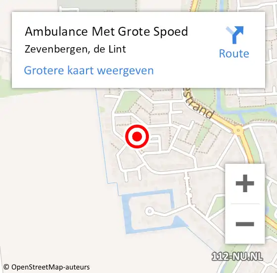 Locatie op kaart van de 112 melding: Ambulance Met Grote Spoed Naar Zevenbergen, de Lint op 15 juni 2019 12:07