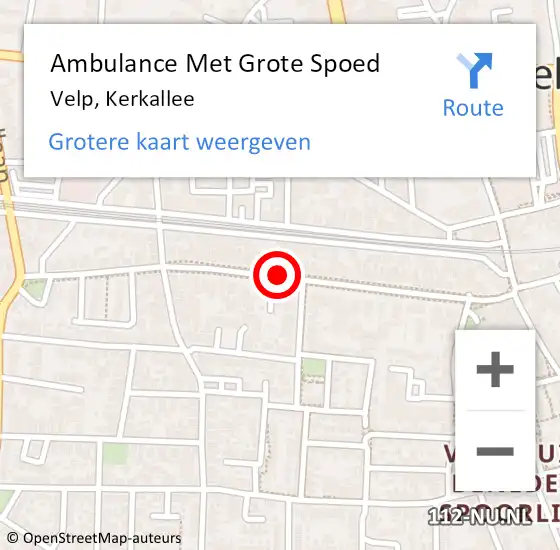 Locatie op kaart van de 112 melding: Ambulance Met Grote Spoed Naar Velp, Kerkallee op 15 juni 2019 12:52