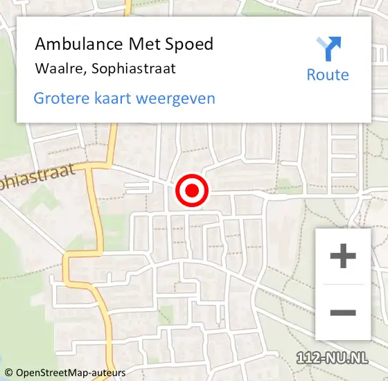 Locatie op kaart van de 112 melding: Ambulance Met Spoed Naar Waalre, Sophiastraat op 15 juni 2019 13:24