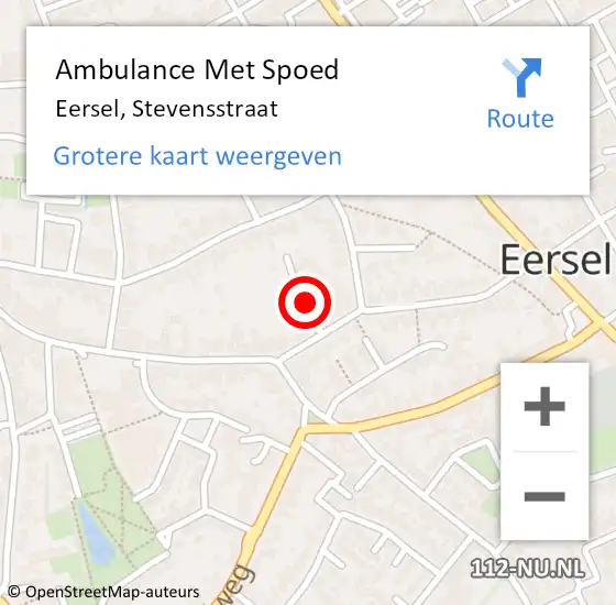 Locatie op kaart van de 112 melding: Ambulance Met Spoed Naar Eersel, Stevensstraat op 15 juni 2019 13:45