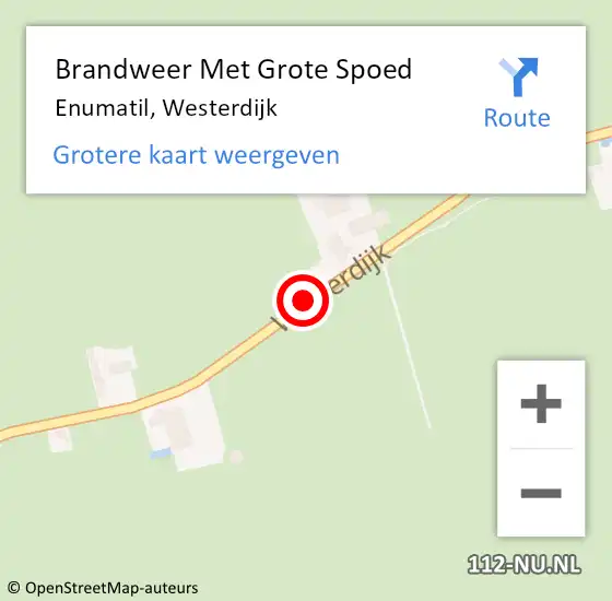 Locatie op kaart van de 112 melding: Brandweer Met Grote Spoed Naar Enumatil, Westerdijk op 15 juni 2019 14:37