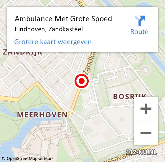 Locatie op kaart van de 112 melding: Ambulance Met Grote Spoed Naar Eindhoven, Zandkasteel op 15 juni 2019 15:12