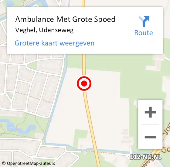Locatie op kaart van de 112 melding: Ambulance Met Grote Spoed Naar Veghel, Udenseweg op 15 juni 2019 15:41