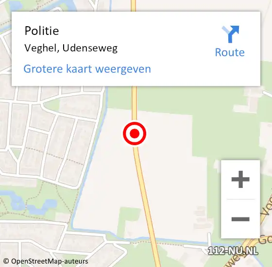 Locatie op kaart van de 112 melding: Politie Veghel, Udenseweg op 15 juni 2019 15:42