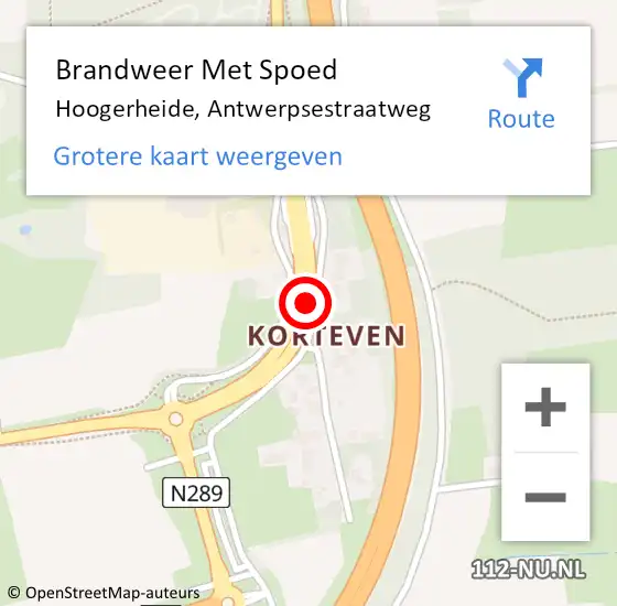 Locatie op kaart van de 112 melding: Brandweer Met Spoed Naar Hoogerheide, Antwerpsestraatweg op 15 juni 2019 16:50