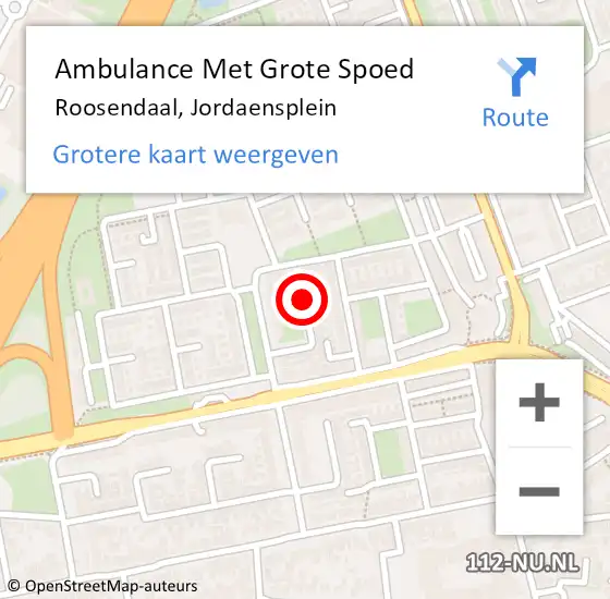 Locatie op kaart van de 112 melding: Ambulance Met Grote Spoed Naar Roosendaal, Jordaensplein op 15 juni 2019 17:17