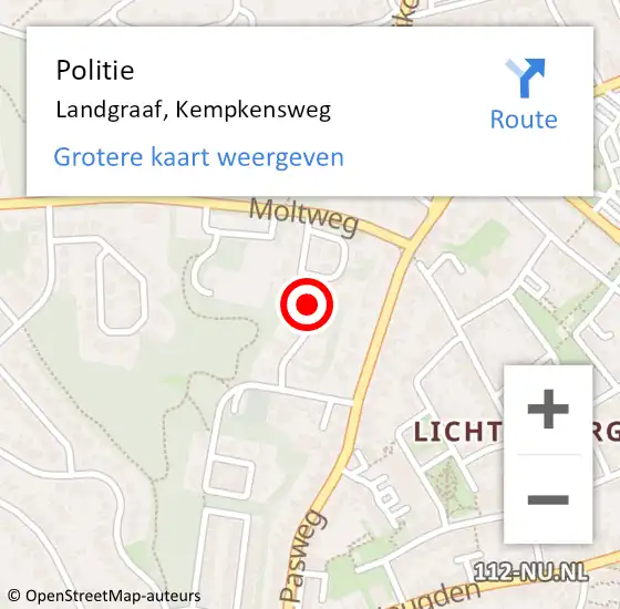 Locatie op kaart van de 112 melding: Politie Landgraaf, Kempkensweg op 15 juni 2019 20:42