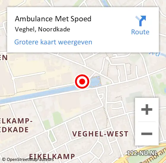 Locatie op kaart van de 112 melding: Ambulance Met Spoed Naar Veghel, Noordkade op 15 juni 2019 21:59