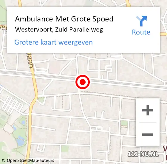 Locatie op kaart van de 112 melding: Ambulance Met Grote Spoed Naar Velp, Zuider Parallelweg op 15 juni 2019 22:05