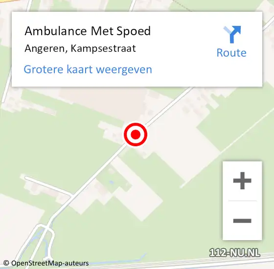 Locatie op kaart van de 112 melding: Ambulance Met Spoed Naar Angeren, Kampsestraat op 15 juni 2019 22:15