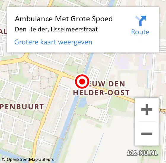 Locatie op kaart van de 112 melding: Ambulance Met Grote Spoed Naar Den Helder, IJsselmeerstraat op 15 juni 2019 22:17
