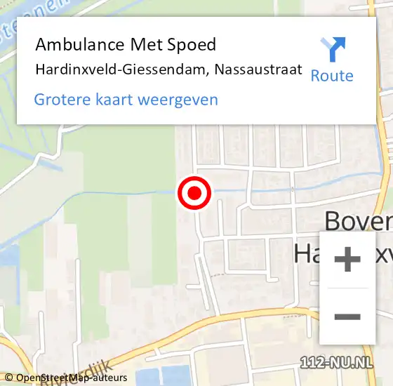 Locatie op kaart van de 112 melding: Ambulance Met Spoed Naar Hardinxveld-Giessendam, Nassaustraat op 15 juni 2019 22:35