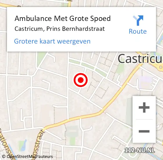 Locatie op kaart van de 112 melding: Ambulance Met Grote Spoed Naar Castricum, Prins Bernhardstraat op 15 juni 2019 22:36