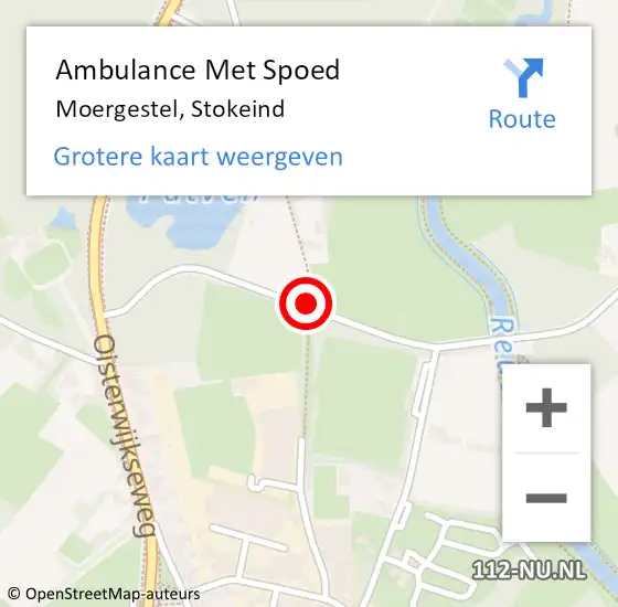 Locatie op kaart van de 112 melding: Ambulance Met Spoed Naar Moergestel, Stokeind op 15 juni 2019 23:16