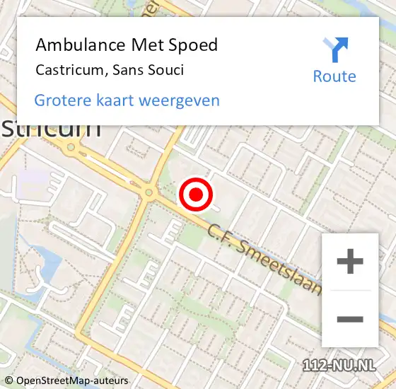 Locatie op kaart van de 112 melding: Ambulance Met Spoed Naar Castricum, Sans Souci op 15 juni 2019 23:18
