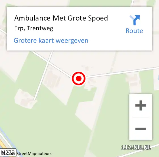 Locatie op kaart van de 112 melding: Ambulance Met Grote Spoed Naar Erp, Trentweg op 15 juni 2019 23:21