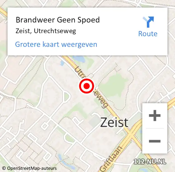Locatie op kaart van de 112 melding: Brandweer Geen Spoed Naar Zeist, Utrechtseweg op 15 juni 2019 23:56
