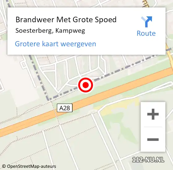 Locatie op kaart van de 112 melding: Brandweer Met Grote Spoed Naar Soesterberg, Kampweg op 16 juni 2019 00:16