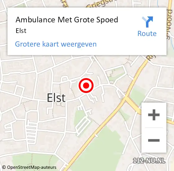 Locatie op kaart van de 112 melding: Ambulance Met Grote Spoed Naar Elst op 16 juni 2019 01:59