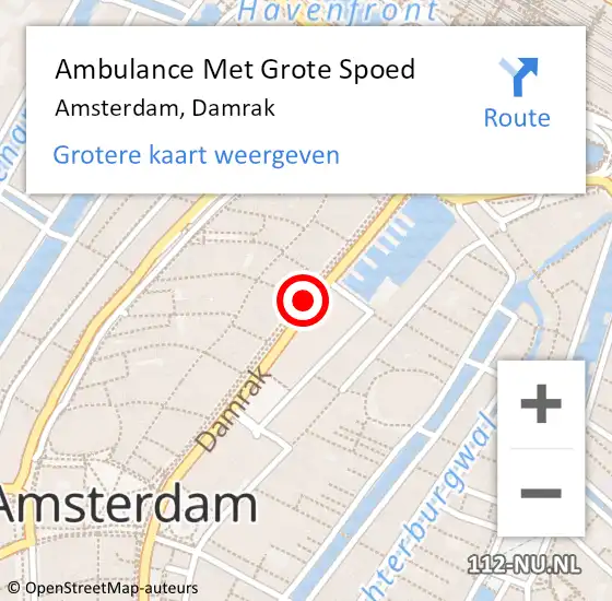 Locatie op kaart van de 112 melding: Ambulance Met Grote Spoed Naar Amsterdam, Damrak op 16 juni 2019 06:18
