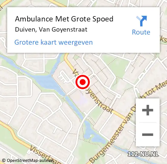 Locatie op kaart van de 112 melding: Ambulance Met Grote Spoed Naar Duiven, Van Goyenstraat op 16 juni 2019 10:12
