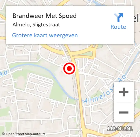 Locatie op kaart van de 112 melding: Brandweer Met Spoed Naar Almelo, Sligtestraat op 16 juni 2019 10:38