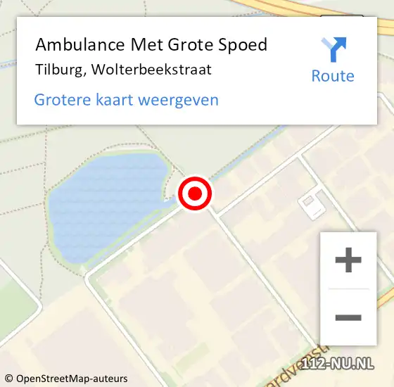 Locatie op kaart van de 112 melding: Ambulance Met Grote Spoed Naar Tilburg, Wolterbeekstraat op 16 juni 2019 11:29