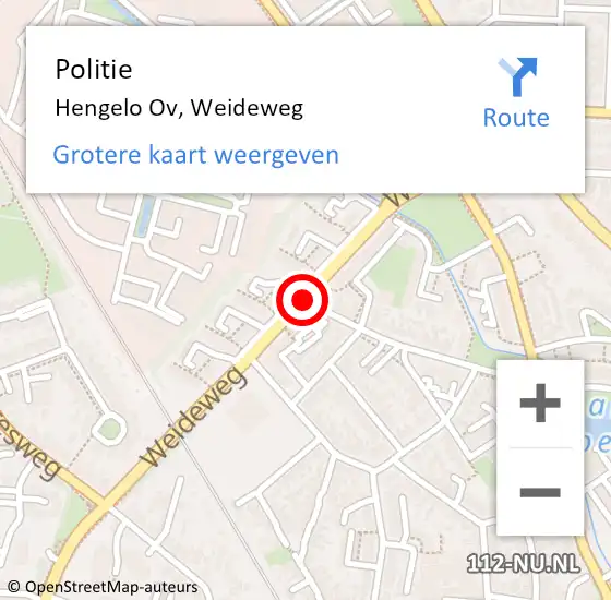 Locatie op kaart van de 112 melding: Politie Hengelo Ov, Weideweg op 16 juni 2019 11:40