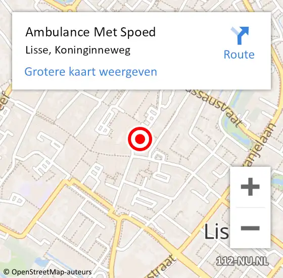 Locatie op kaart van de 112 melding: Ambulance Met Spoed Naar Lisse, Koninginneweg op 16 juni 2019 11:55