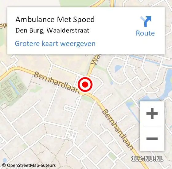 Locatie op kaart van de 112 melding: Ambulance Met Spoed Naar Den Burg, Waalderstraat op 16 juni 2019 12:50