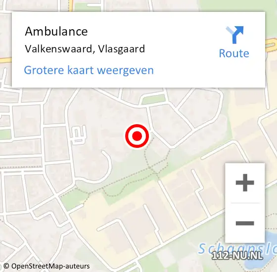 Locatie op kaart van de 112 melding: Ambulance Valkenswaard, Vlasgaard op 16 juni 2019 13:10