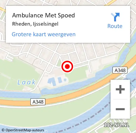 Locatie op kaart van de 112 melding: Ambulance Met Spoed Naar Rheden, IJsselsingel op 16 juni 2019 13:27
