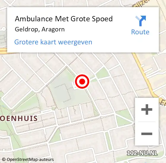 Locatie op kaart van de 112 melding: Ambulance Met Grote Spoed Naar Geldrop, Aragorn op 16 juni 2019 14:43
