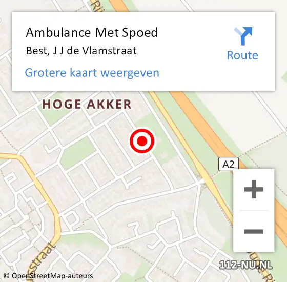 Locatie op kaart van de 112 melding: Ambulance Met Spoed Naar Best, J J de Vlamstraat op 16 juni 2019 15:19
