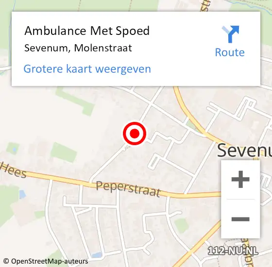 Locatie op kaart van de 112 melding: Ambulance Met Spoed Naar Sevenum, Molenstraat op 16 juni 2019 16:06