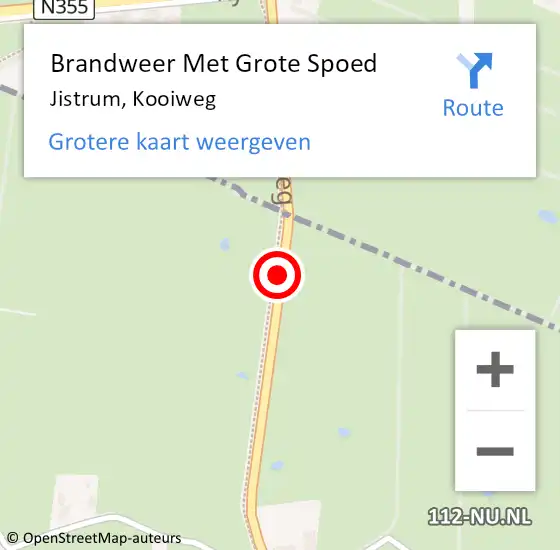 Locatie op kaart van de 112 melding: Brandweer Met Grote Spoed Naar Jistrum, Kooiweg op 16 juni 2019 16:29