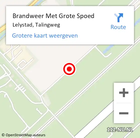 Locatie op kaart van de 112 melding: Brandweer Met Grote Spoed Naar Lelystad, Talingweg op 16 juni 2019 16:35