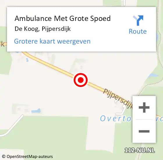 Locatie op kaart van de 112 melding: Ambulance Met Grote Spoed Naar De Koog, Pijpersdijk op 16 juni 2019 17:35